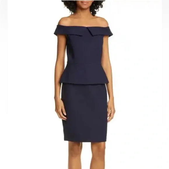 open lace back dress Bardot peplum eyelet dress